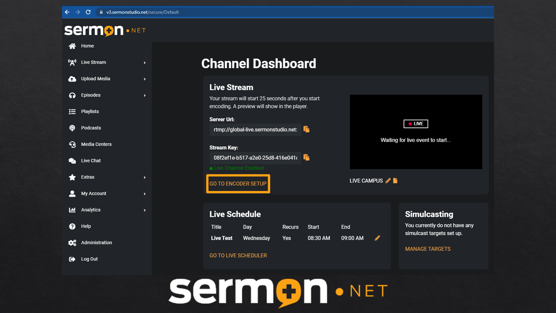 sermon.net churches live stream
