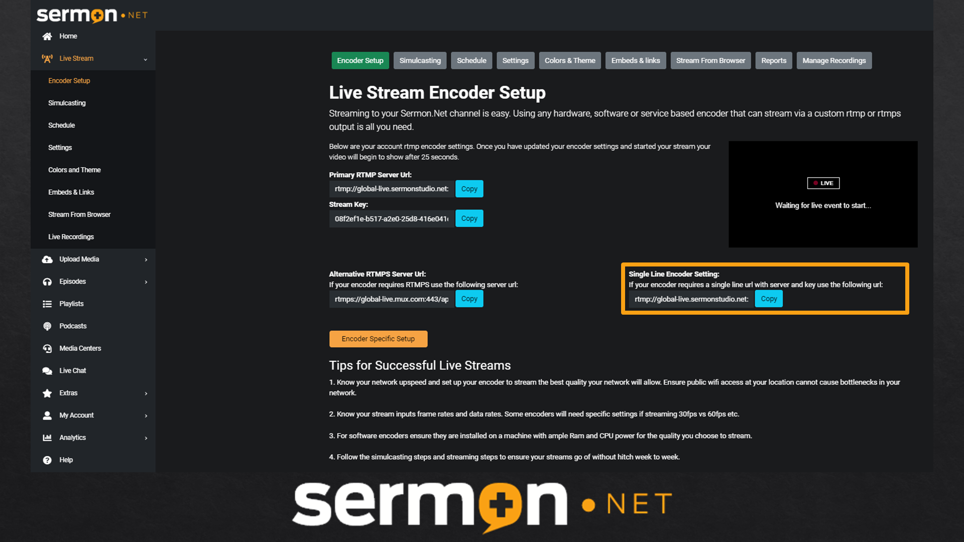 sermon.net live streaming media