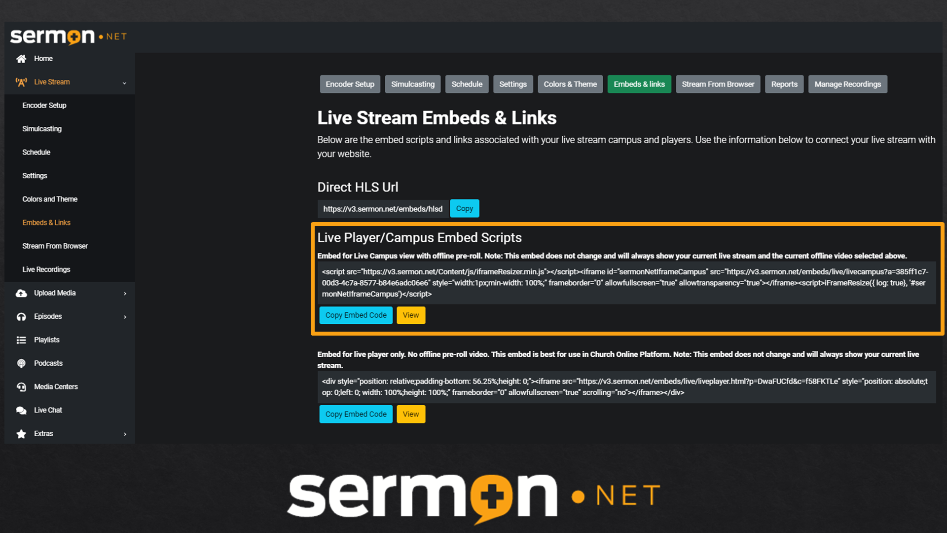 sermon.net campus player live streaming