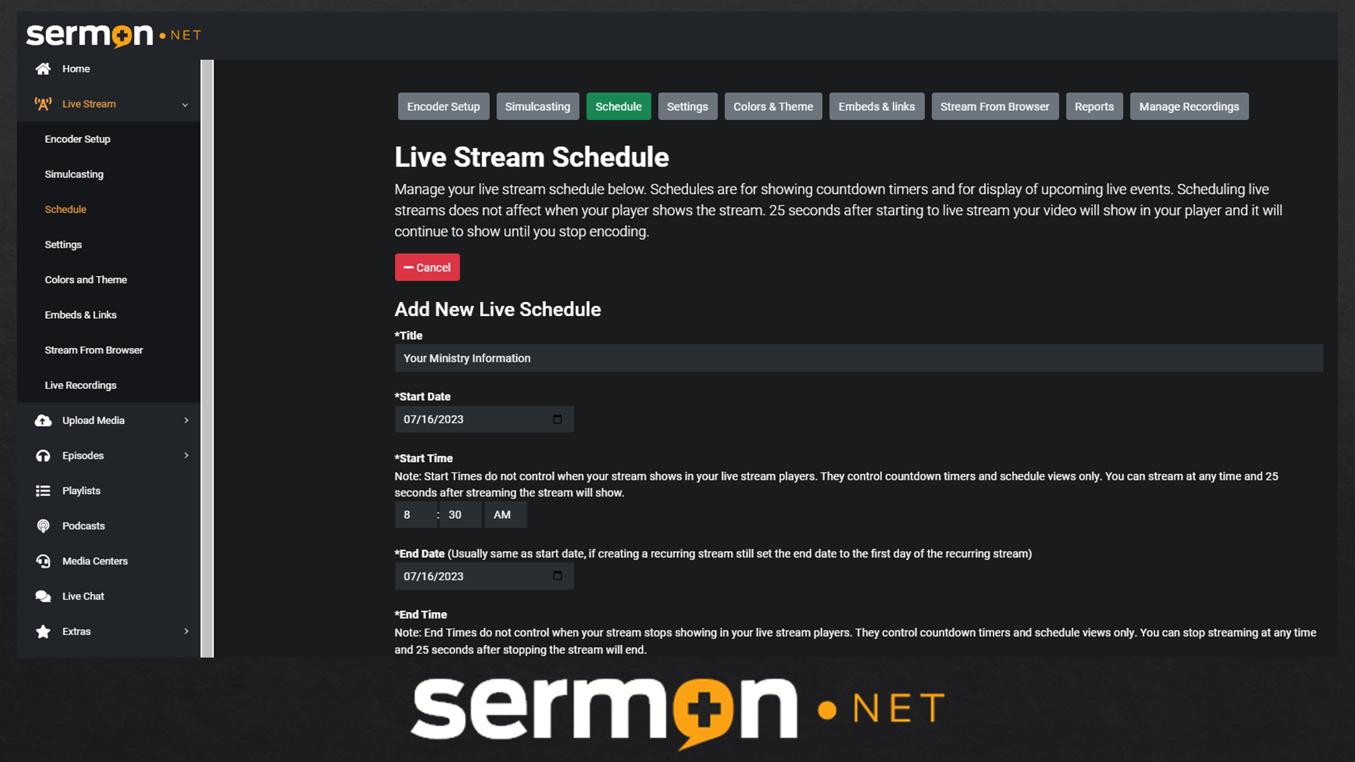 sermon.net live schedule
