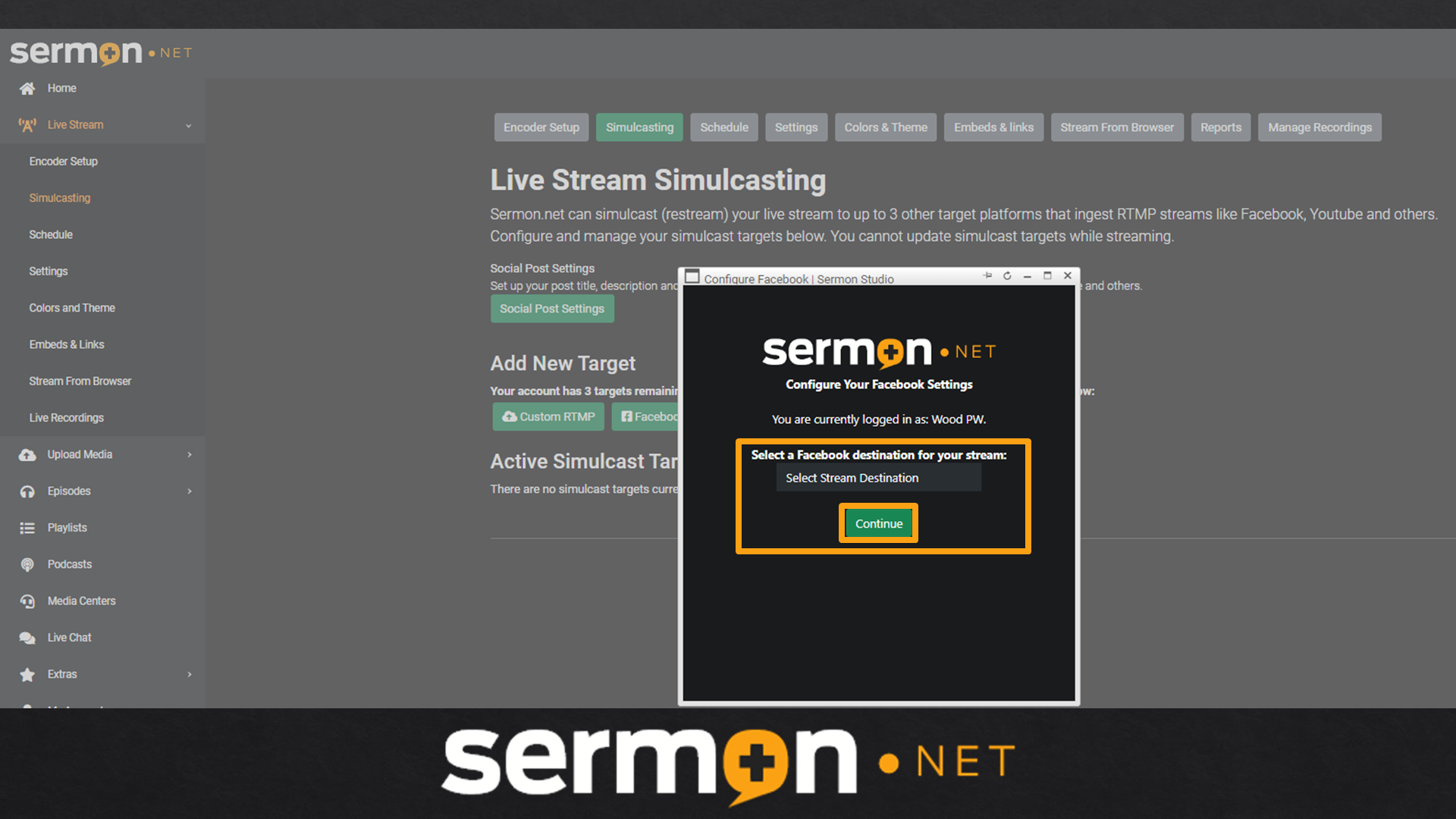 sermon.net restream